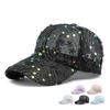 Летняя кепка с блестками и цветочным узором, женская уличная сетчатая кепка, дышащая бейсболка