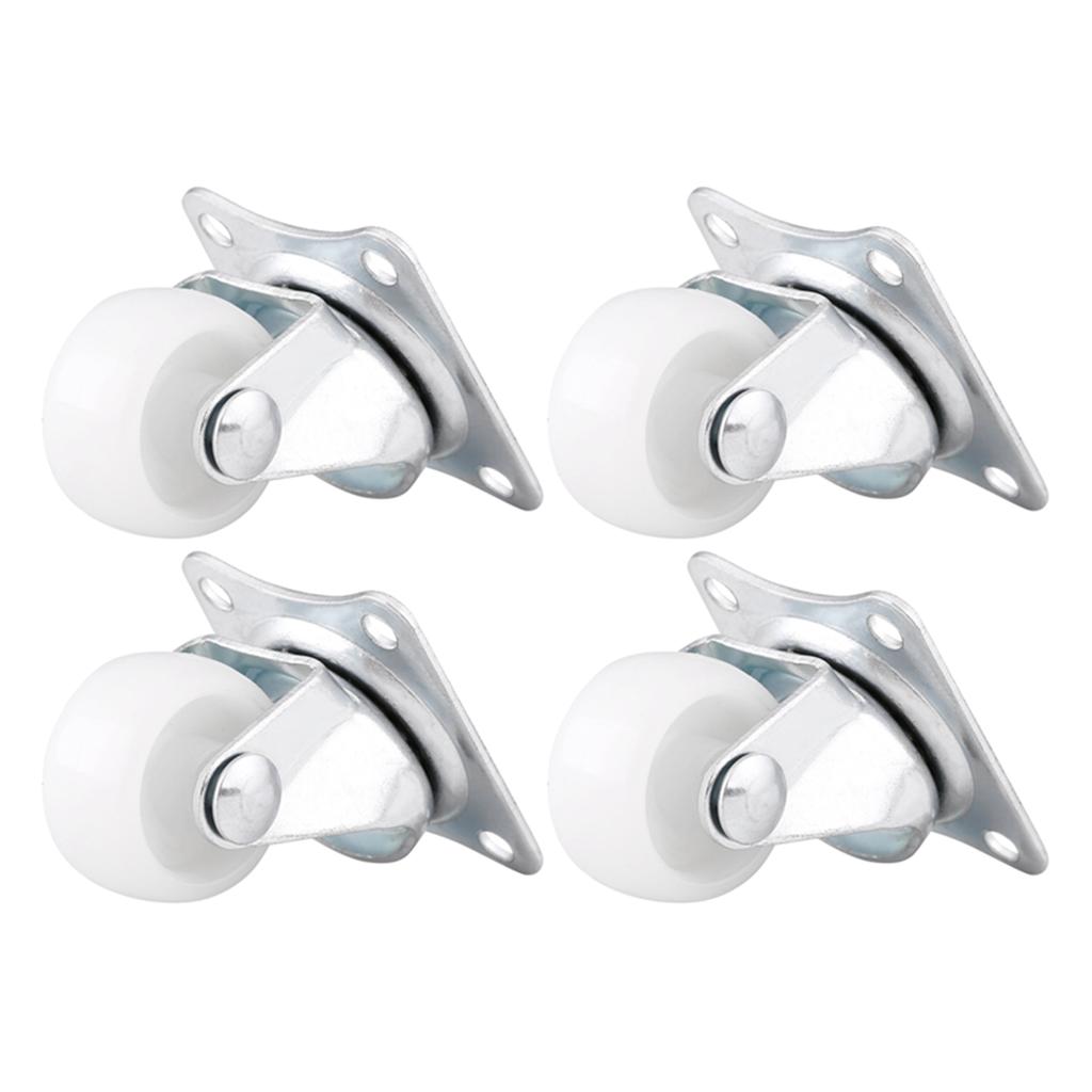4pcs Universal Swivel Casters 1" Wheels White Roller Wheel For Furniture Trolley Chair