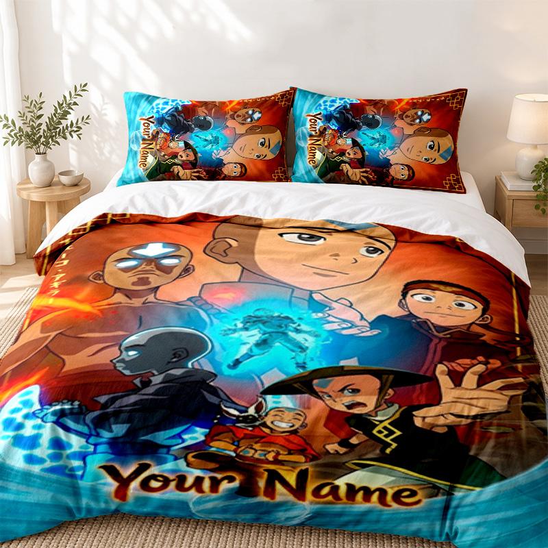 Avatar The Last Airbender Custom Name 3pc set Perfect for bedroom use Comfortable bedding set includes a duvet cover and two pillowcases Ideal birthda