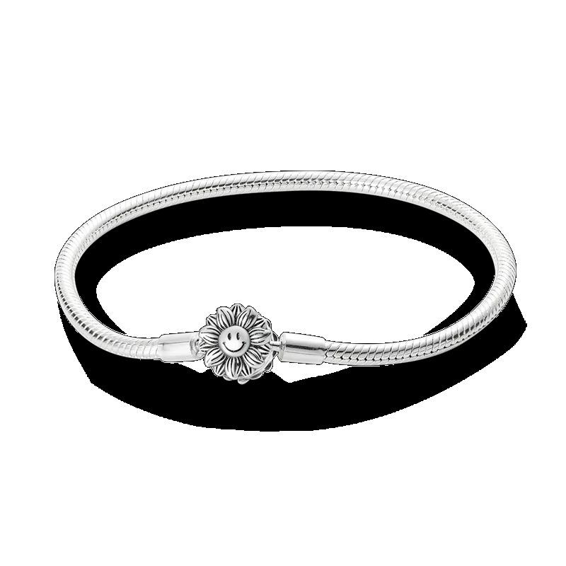 Браслет из стерлингового серебра 925 пробы Бабочка Цветок Клевер Зеленая Кошачья Лапка Любовь Циркон Ювелирные изделия Подарки для женщин 17-20 см