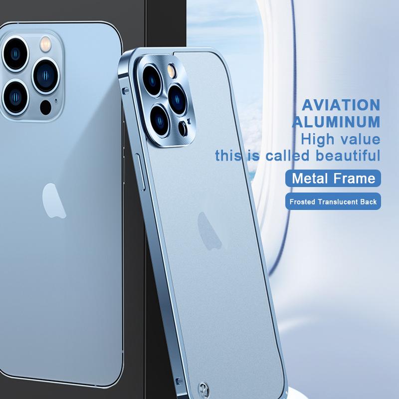Металлический чехол для телефона для iPhone 17 11 12 13 14 15 16 Pro Max Чехол из алюминиевого сплава с полной защитой объектива для iPhone 13 mini Металлический чехол с гальваническим покрытием для задней панели