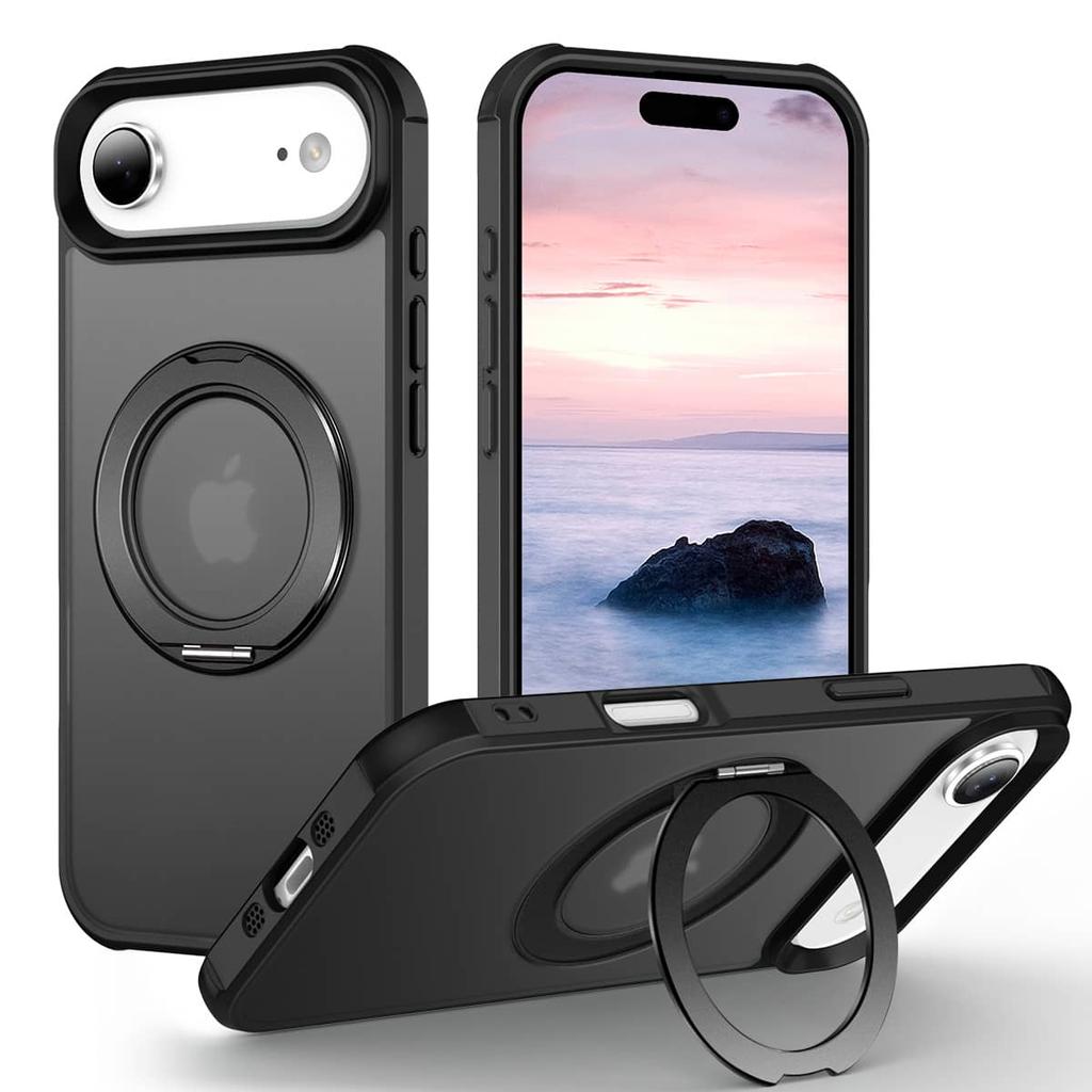 Чехол для iPhone 17 Pro Max/17 Air/17 Pro, Магнитный держатель-кольцо с вращением на 360° и металлической подставкой, Ударопрочный чехол с защитой от вибрации