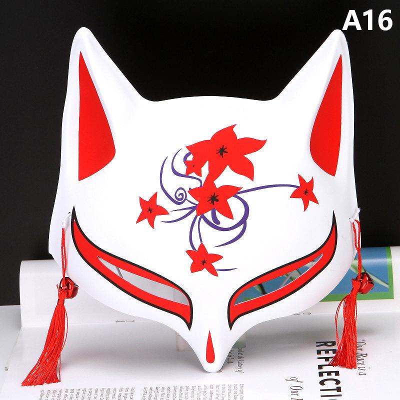 1Pc Anime Half Face Hand-painted Cat Fox Tiger Mask Anime Masquerade Halloween Festival Party Cosplay Prop