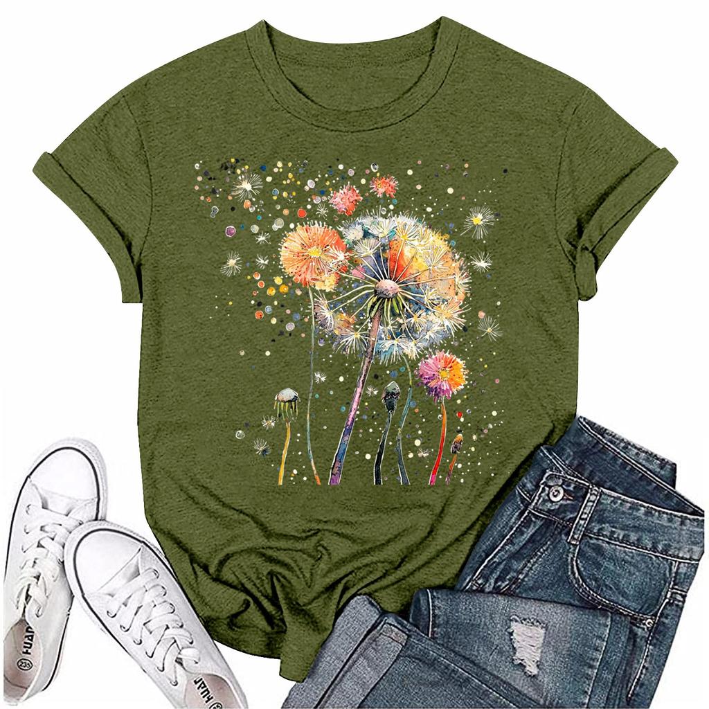 Женская мода с принтом, круглым вырезом, коротким рукавом, футболка, пуловер, топ