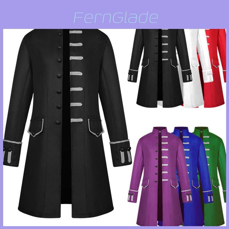 Men Medieval Renaissance Steampunk Jacket Gothic Retro Uniform Coat Windbreaker