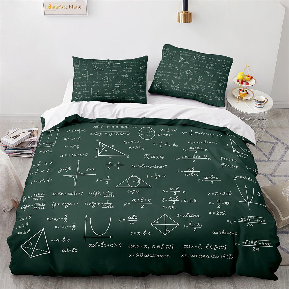 Modern Duvet Cover Set School Genius Smart Student Math Geometry Science Number Formule Image Decorative Polyester Bedding Set