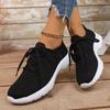 Fashion Spring Autumn Breathable Knitted Sneakers Women 2025 Plus Size Non Slip Sport Shoes Woman Comfort Soft Sole Flats Shoes Female
