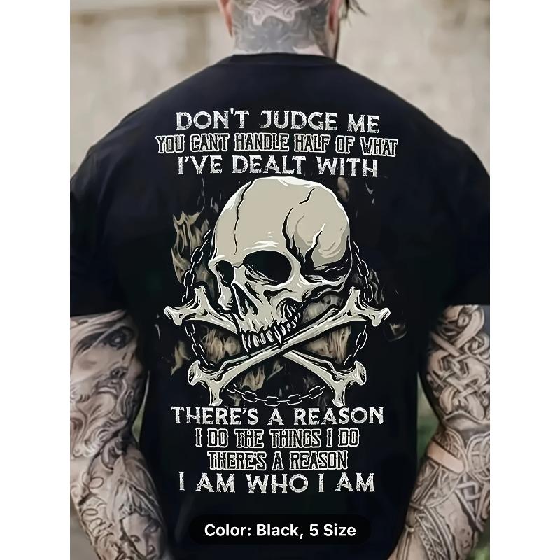 European Size Fashion Skull 3D Digital Pattern Printed Men'S Graphic T-Shirt, Casual Comfortable Top, Short Sleeve Crew Neck,Men'S Summer Outdoor Wear