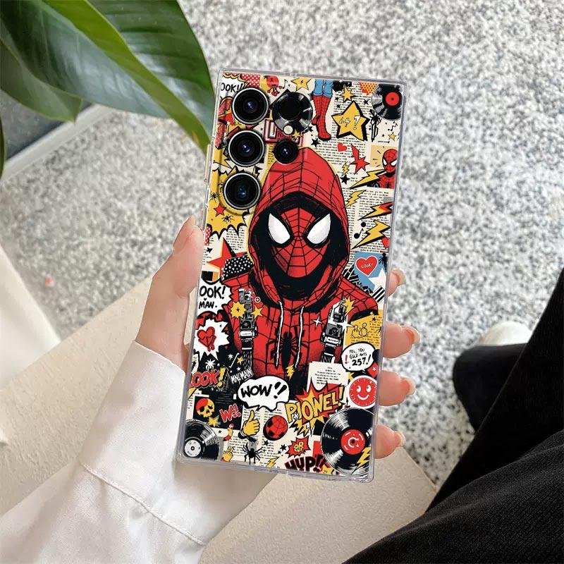 Прозрачный чехол Marvel Человек-Паук для Samsung Galaxy S26 S25 Ultra S24 S22 S26 Plus S20 S23 S21 S25 FE 5G Прозрачная накладка