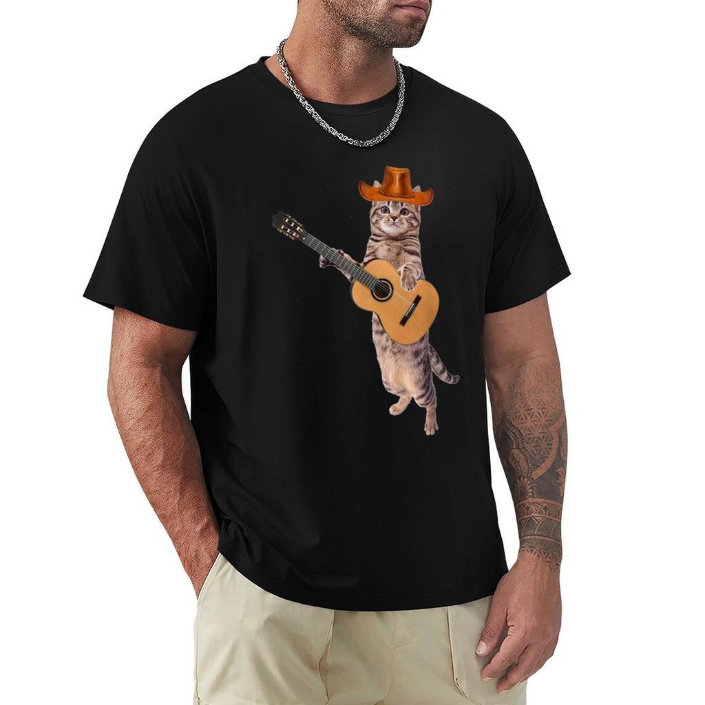 Cat Playing The Acoustic Guitar Funny Cat Guitar Musician Tshirt Cool Dry Perforunisexce Tshirt