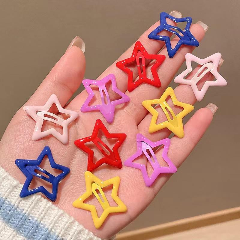 10pcs Colorful Star BB Hair Clips Y2K Women Grils Cute Metal Star Hairpin Side Barrettes Hair Grip Headwear Hair Accessories