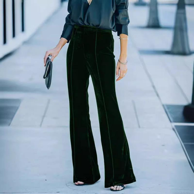 Осенне-зимние женские повседневные брюки Collage Golden Velvet с микроукороченными краями и высокой талией