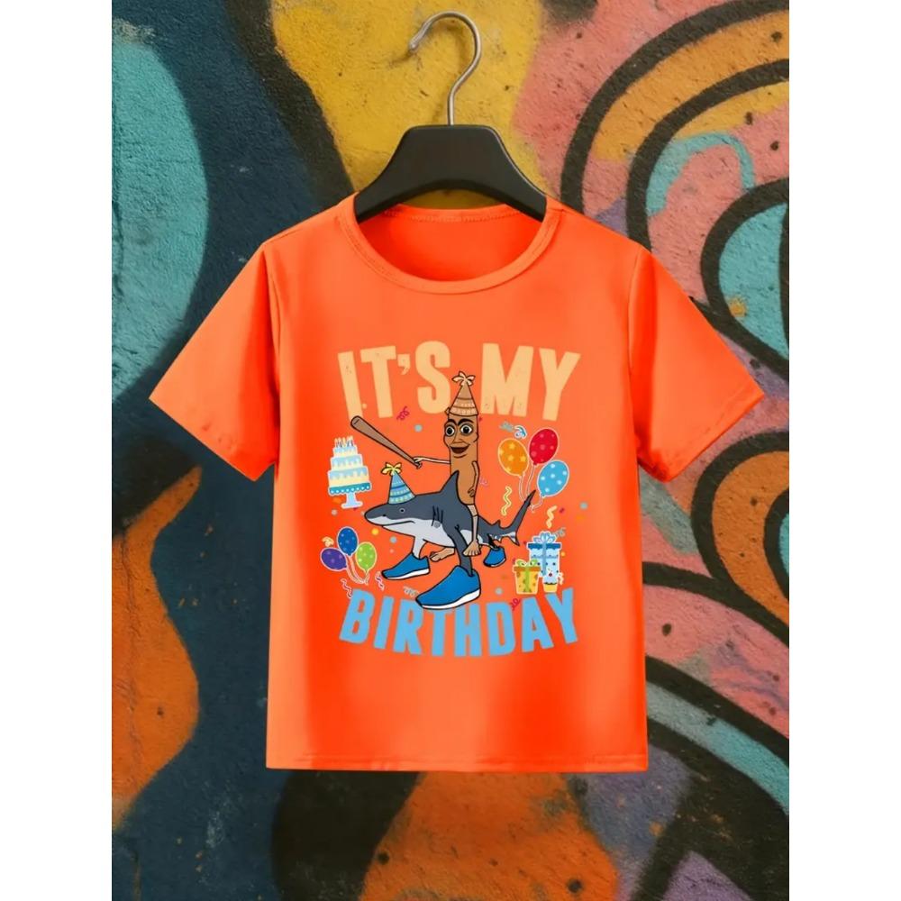 Итальянские футболки для детей с принтом мультяшного персонажа для вечеринки по случаю дня рождения, футболка с коротким рукавом, летняя модная футболка для мальчика и девочки, подарок на день рождения