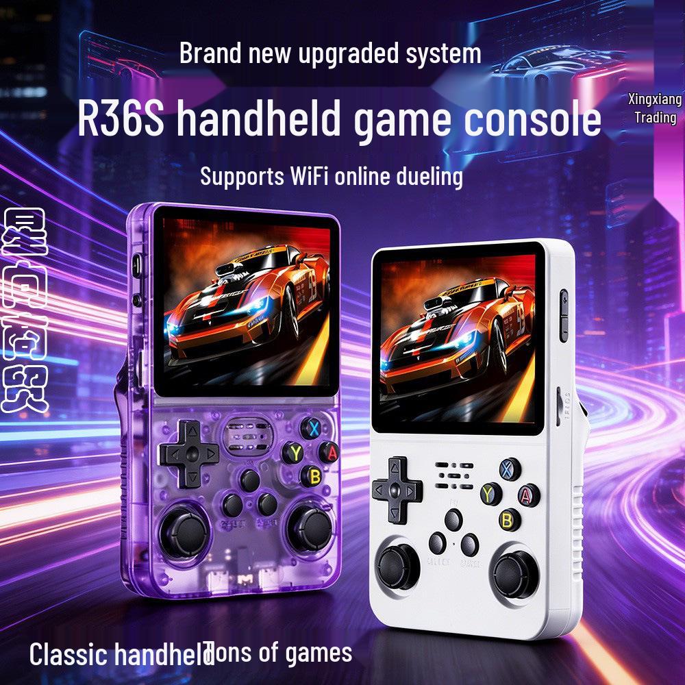 Портативная игровая консоль R36S: Новая модель Android с Wi-Fi, онлайн-мультиплеером, битвой для двух игроков, портативным HD-цветным экраном.