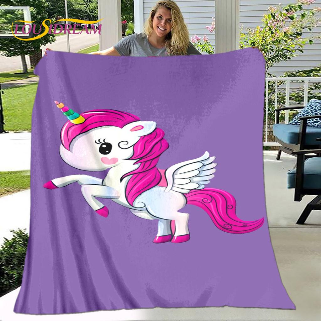 Cartoon Cute Unicorn Blanket,Flannel Blanket Throw Blanket,Children's Warm Blanket for Living Room Bedroom Beds Sofa Travel Gift