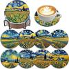 8 Pieces/set of Diamond Painted Field Patterned Coasters, DIY Coasters with Holder, Suitable for Beginners and Adults, Art and Craft Supplies Gifts