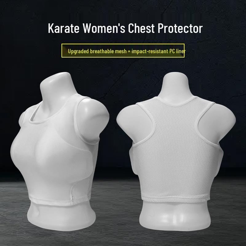 Женский дышащий защита груди для каратэ и боевых искусств - Удобный, впитывающий пот жилет для соревнований, тренировок и самообороны