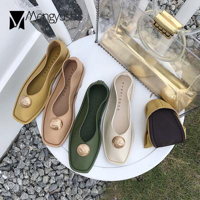 Модные дизайнерские туфли на плоской подошве с металлической пряжкой, женские туфли из мягкой искусственной кожи, женские кроссовки, однотонные повседневные мокасины, туфли-лоферы с квадратным носком