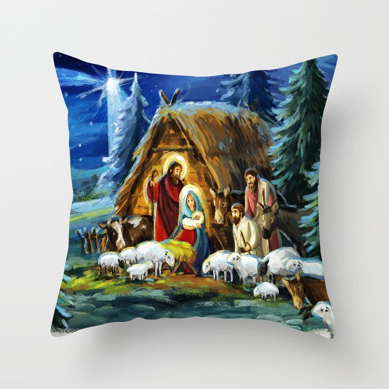 New Nativity Christmas Series Pillow Cover Festive Home Decoration Sofa Pillow Cushion Cover