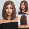 Synthetic Short Women's Bob Wig with Inclinde Bangs Natural Straight Brown Hair Daily Cosplay Halloween Heat Resistant
