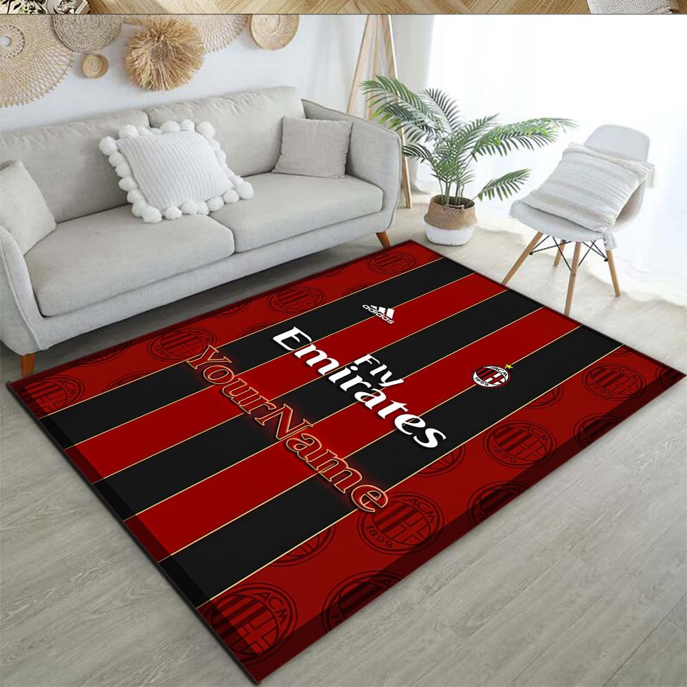 Ac Milan Personalized Text Area Rug Suitable for Living Rooms Playrooms Dining Room Bedrooms Anti-slip Rug Decorate Offices Wedding Party Gift