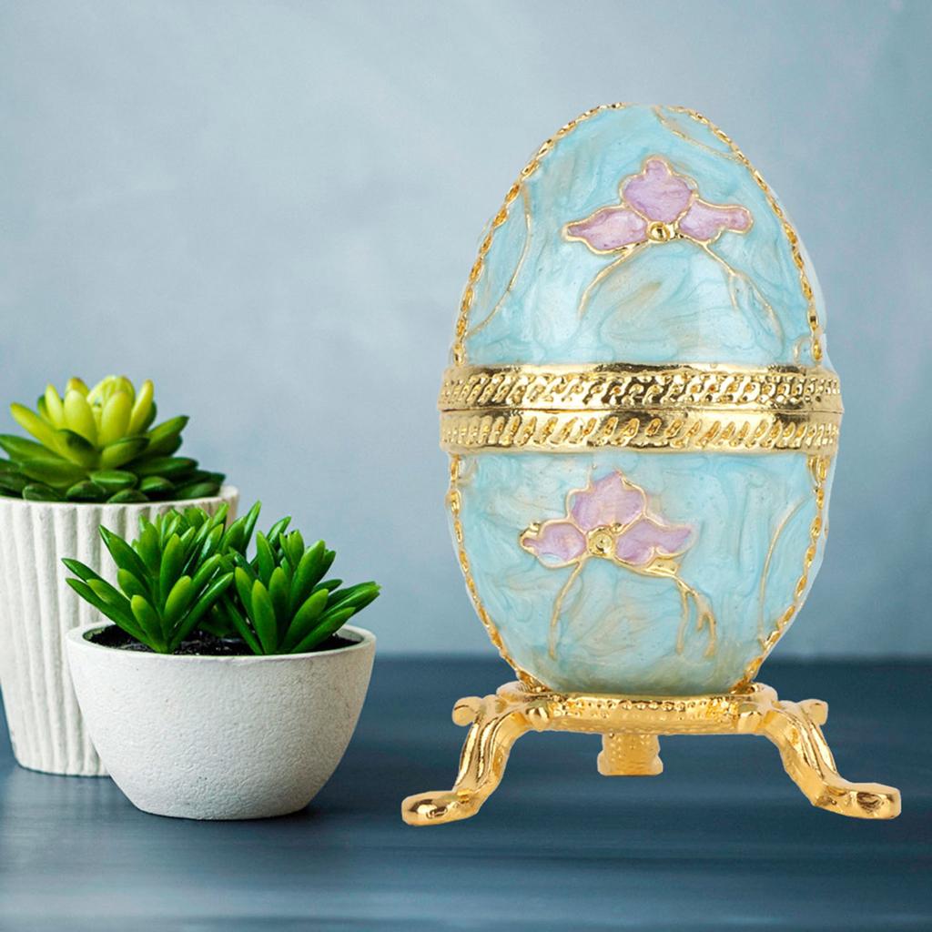 Enameled Easter Egg Vintage Style Jewelry Organizer Trinket Box Decoration Gift