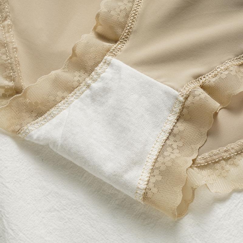 Женское летнее тонкое нижнее белье из чистого хлопка, бесшовное, со средней посадкой, с кружевной кромкой, для девочек