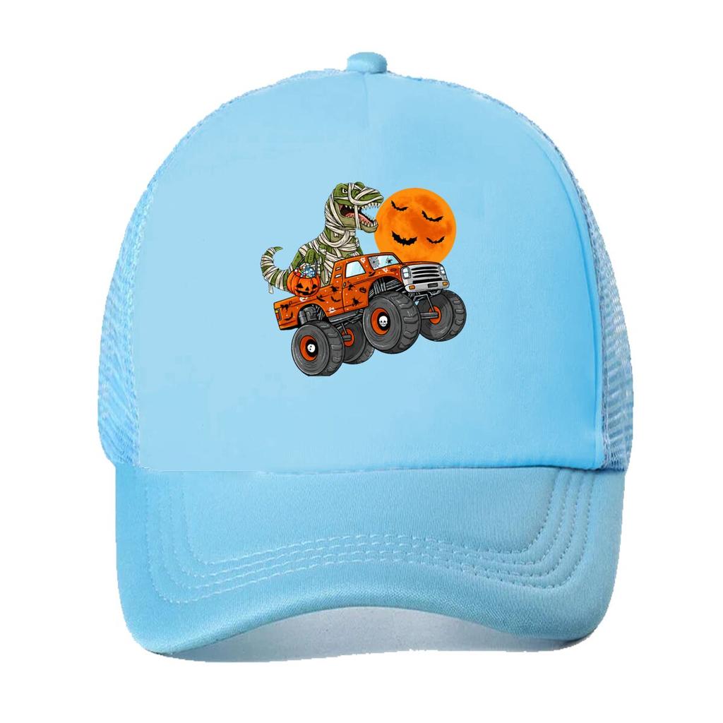 Halloween Mummy Dinosaur Monster Pumpkin Moon Bats Mesh Baseball Cap Casual Hat Outdoor For Womens Unisex FeUnisex