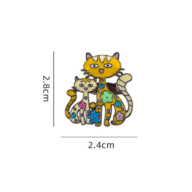 1 Pc Cute Oil Dripping Cat Brooch Cartoon Kitten Brooch Anti Walking Light Diamond Cat Brooch