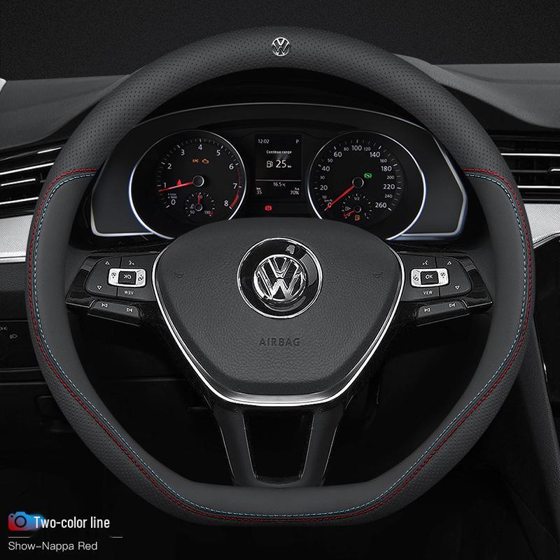 VW Steering Wheel Covers Compatible with Lavida, Sagitar, T-Roc, Polo, Tayron X, Magotan, Tiguan L, Bora, Lamando - Fits New & Old Models.