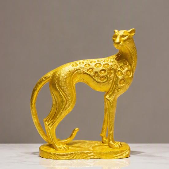 Stable Base Animal Figure 3D Printed Cheetah Ornament, Modern Standing Leopard Sculpture, Decorative Simple Style Sculpture Figurine with for
