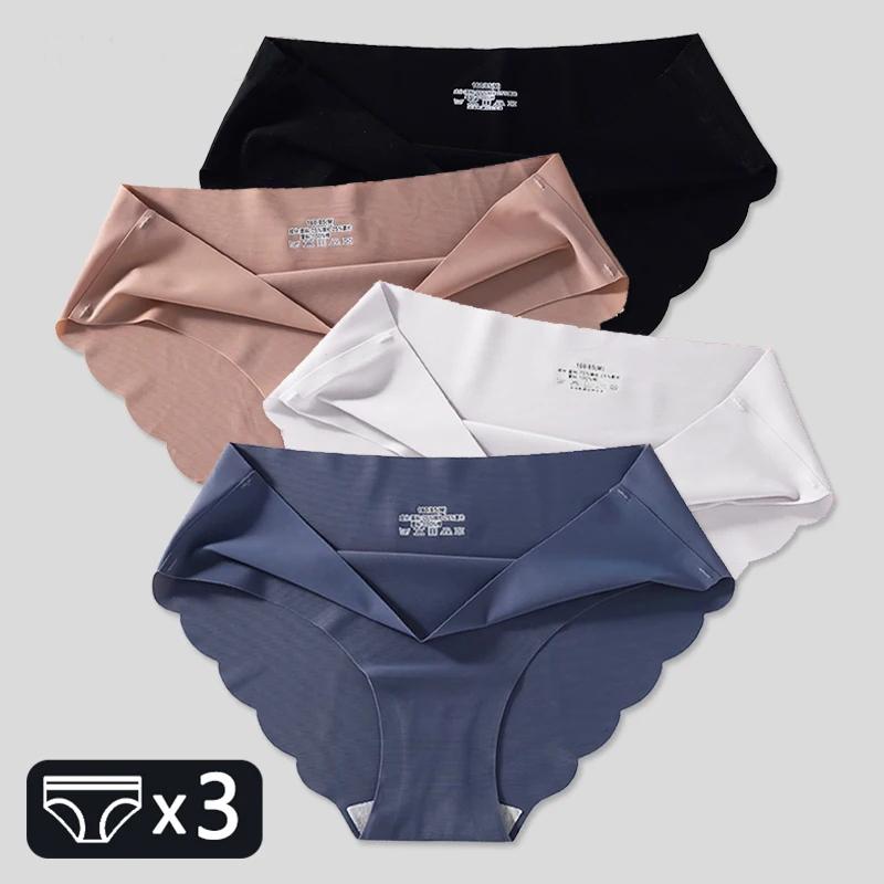 3 шт./компл. женские бесшовные трусики M-XL с низкой талией, женское мягкое нижнее белье, сексуальные трусы с волнистыми краями, женское нижнее белье