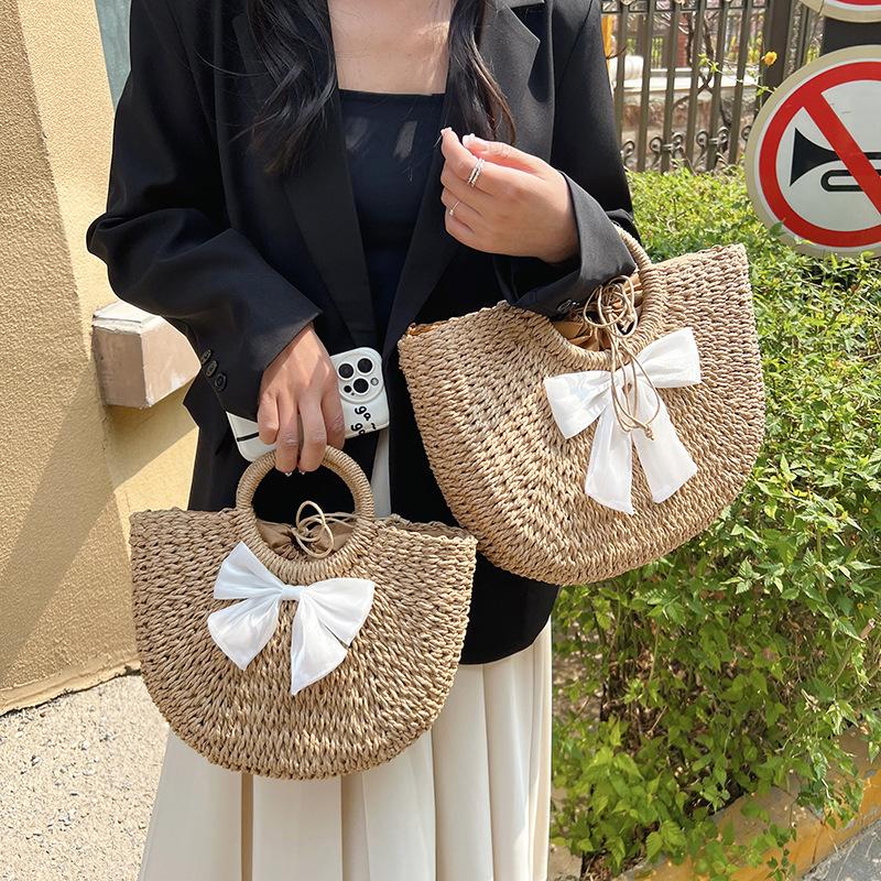 Niche Design Vegetable Basket Hand-Woven Bag Women'S Shoulder Crossbody Straw Woven Bag Portable Tote Bag