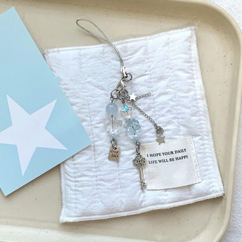 Sweet Christmas Tree Drift Bottle Four-Leaf Clover Pendant Phone Strap Keychain Exquisite Backpack Decoration Accessories Gifts