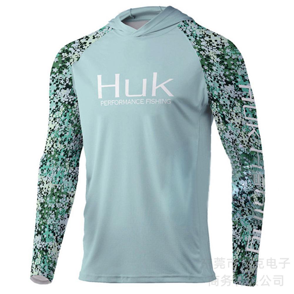 Hooded fishing suit, summer quick-dry long-sleeve men's T-shirt, outdoor sportswear, sun-protection shirt, lure fishing suit, breathable