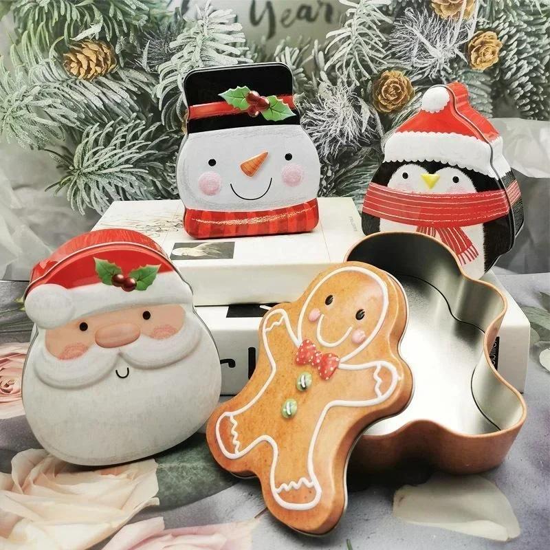 Christmas Decoration Storage Box Gingerbread Man Iron Gift Sugar Box Christmas Merry Home Decor New Year Christmas Gift Box Gift