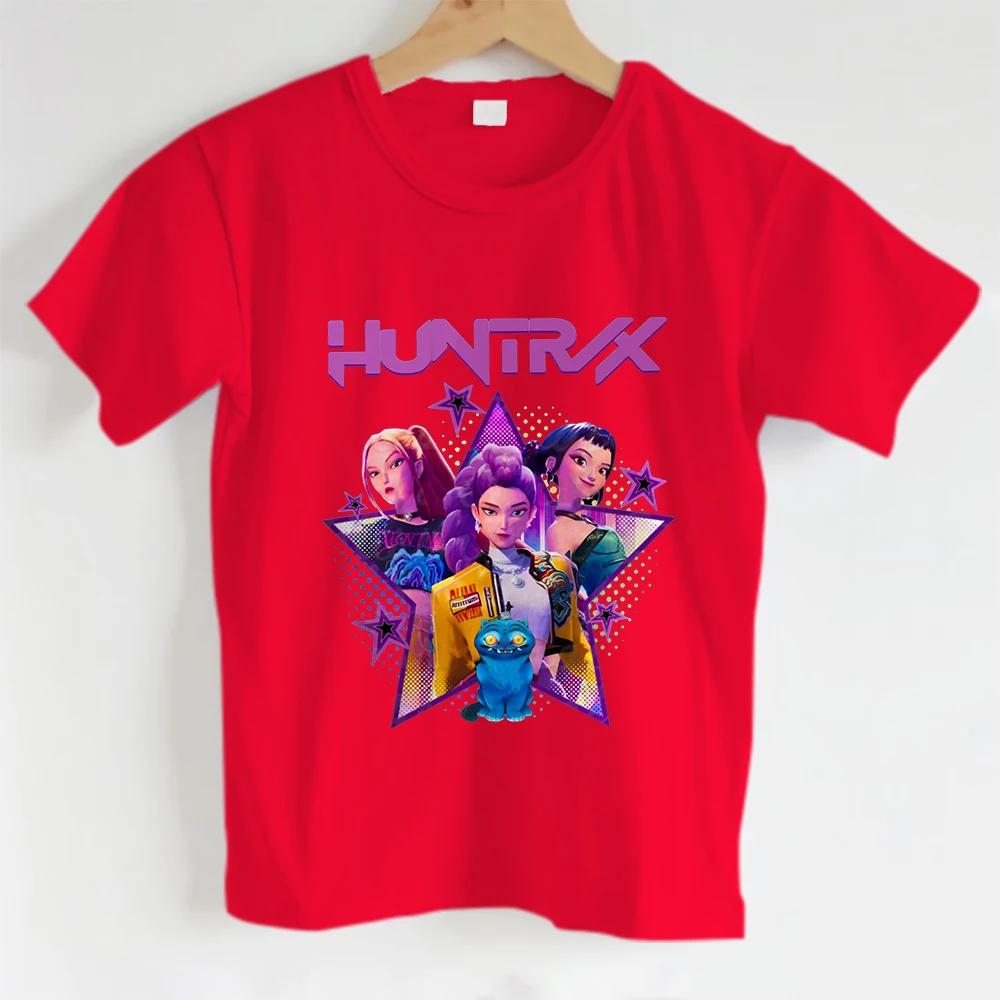 Модная детская футболка для мальчиков и девочек с принтом KPOP Hunters Anime Series, Милая футболка Huntrix Girl