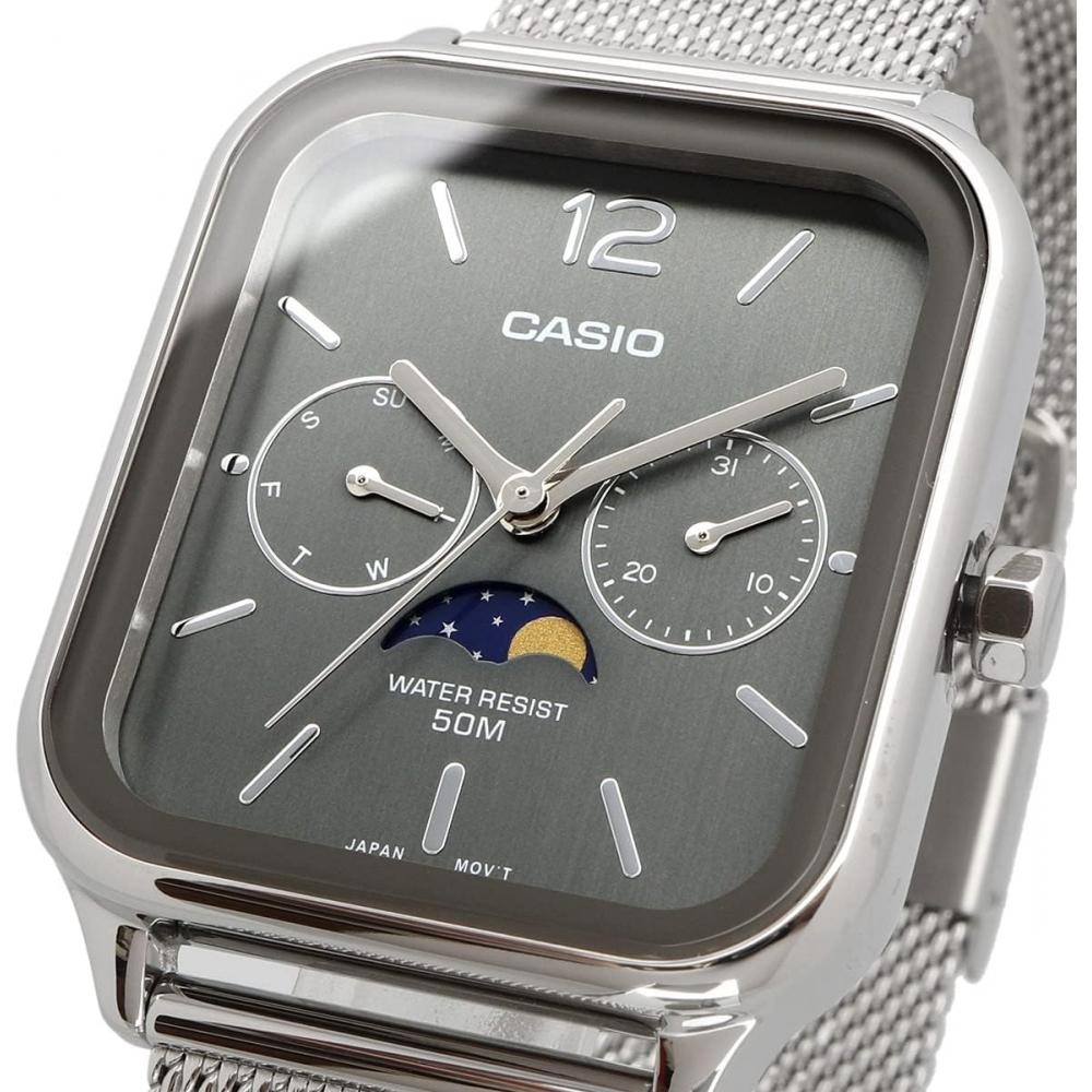 CaSio Men S Analog Watch Metal meSh Band Dark Gray Mtp M305m 8av