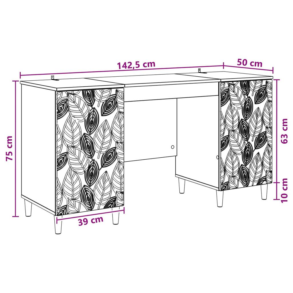 Glossy White Desk Particleboard 142.5 x 50 x 75 cm