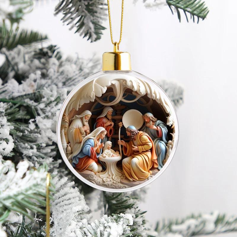2pcs Christening Baptism Prayer Pendant Christmas Ball Ornament Acrylic Car Pendant Christmas Decoration