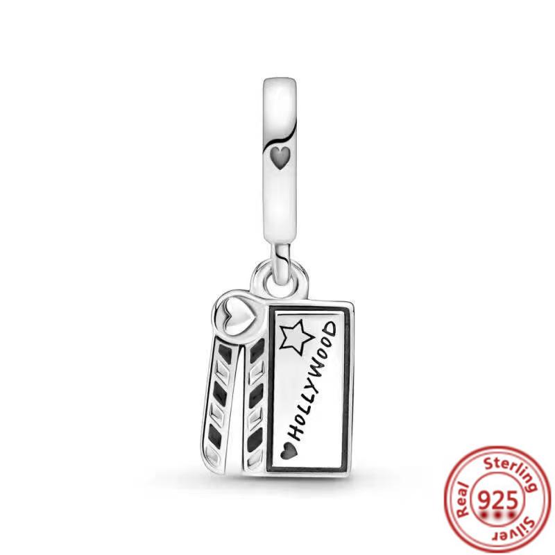 S925 стерлингового серебра сверкающий перо шишка кулон утки цветы бусины подходят оригинальные подвески браслет ювелирные изделия