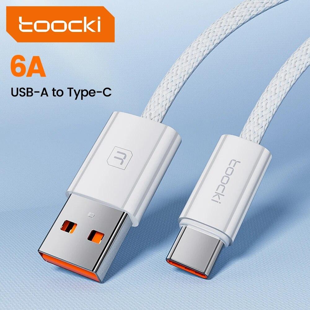Toocki 6A USB-кабель Type C 66W Быстрая зарядка Для Huawei P40 P30 Кабель Type C Для iPhone 15 Pro Max Xiaomi Samsung S24 Дата-кабель