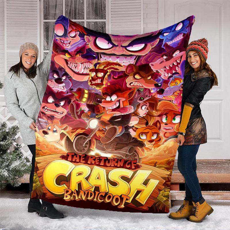 Crash Bandicoot printed throw blanket—lightweight,soft,warm;versatile blanket for all seasons—perfect as &air-conditioning throw,nap blanket