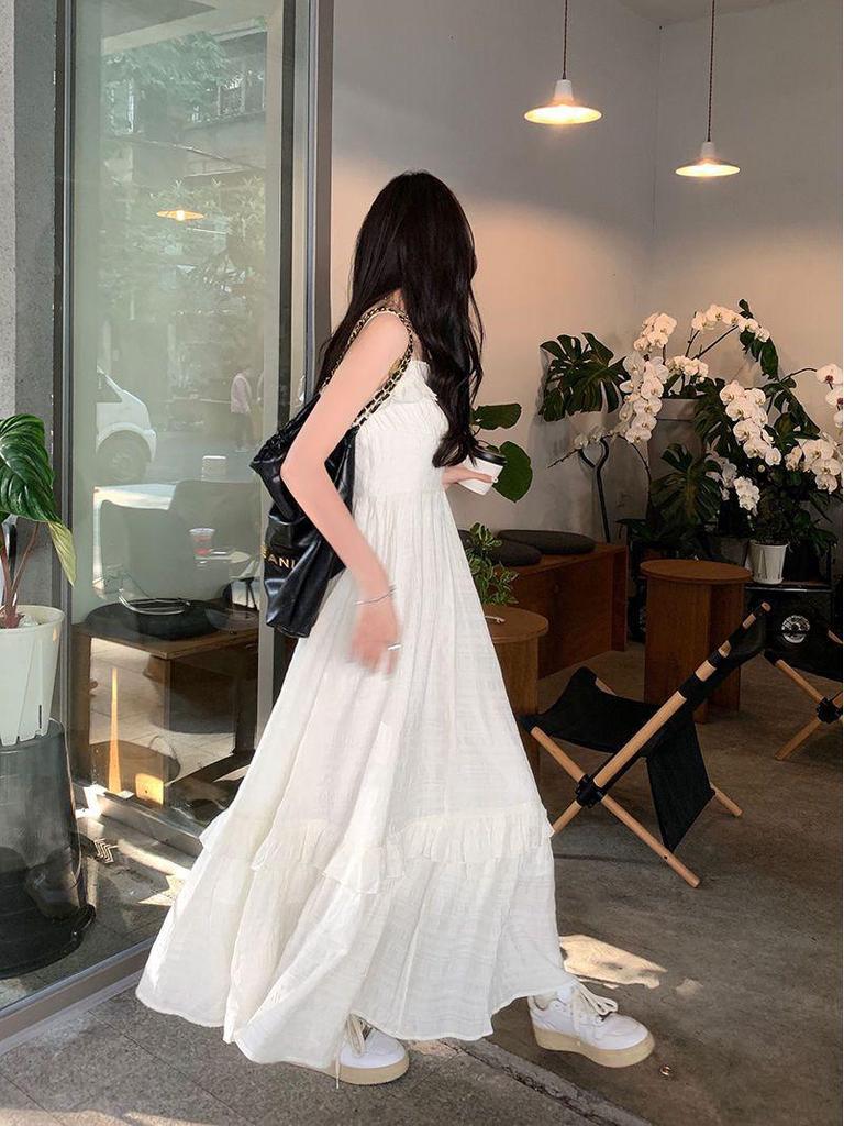 Женское летнее милое французское платье-слинг с эффектом похудения талии