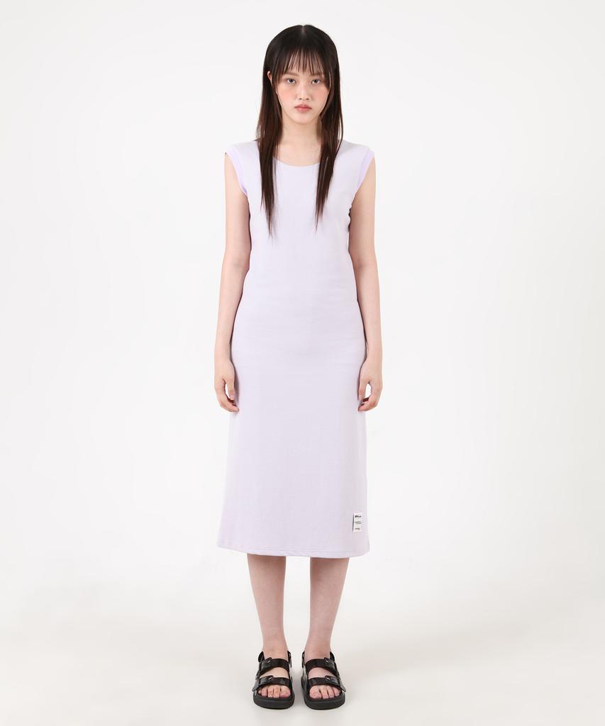 Catharsis Waffle Tank Tab Backless Long Dress Light Purple One Size