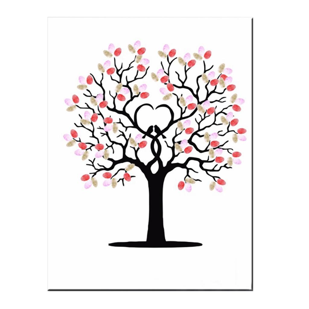 Fingerprint Tree DIY Guest Signature Sign‑In Book Canvas Thumbprint Painting