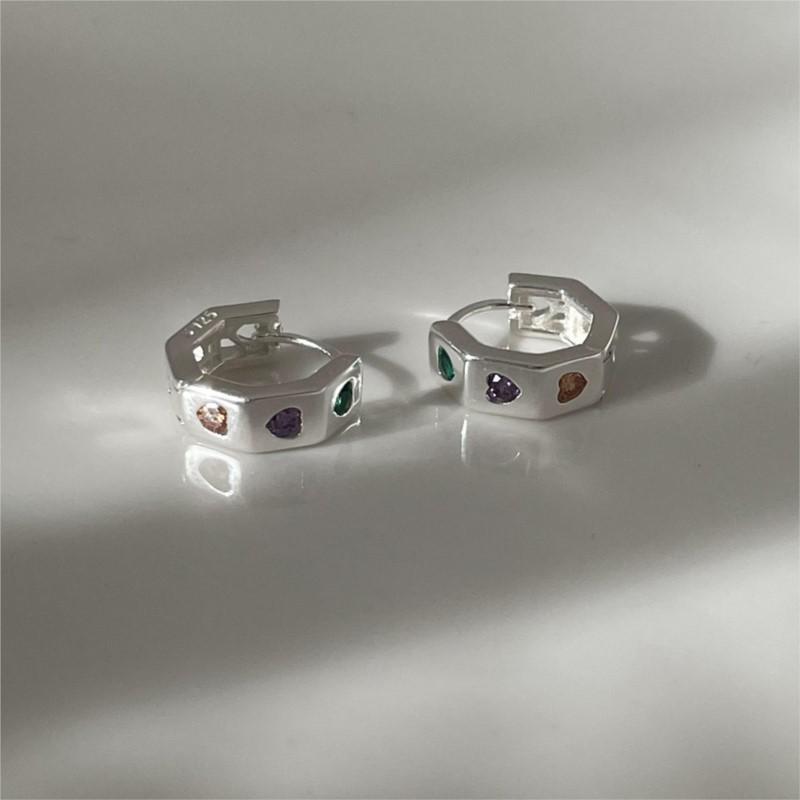 ANENJERY Красочные шестиугольные серьги-кольца с цирконием для женщин, модные, милые, персонализированные, вечерние ювелирные изделия, подарки