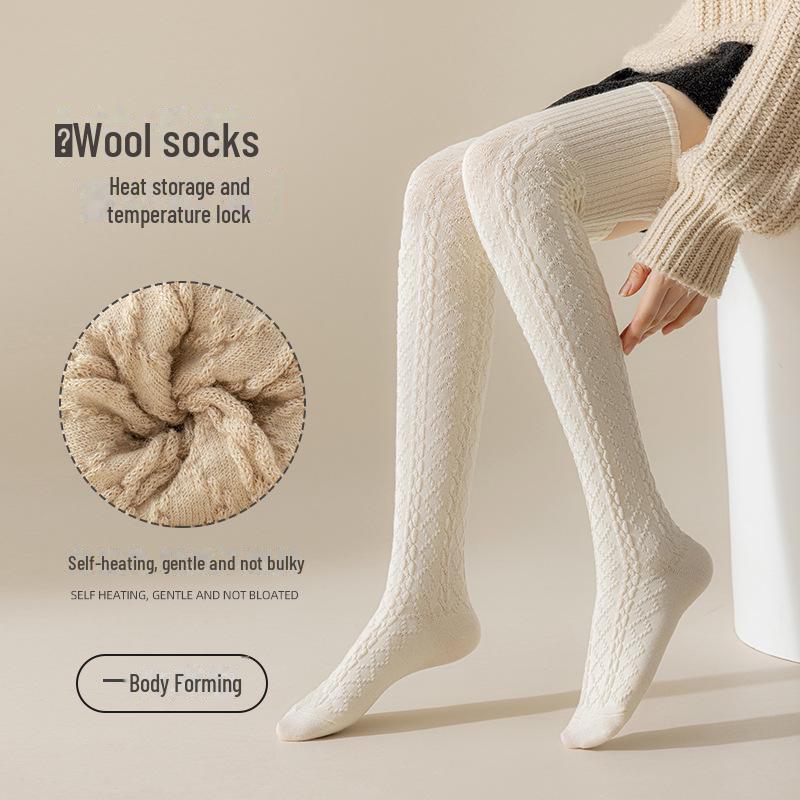 Женские носки в японском стиле из шерсти и кашемира до колена — толстые, теплые осенне-зимние коричневые носки