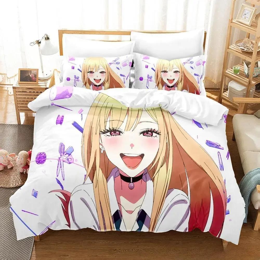 3D-принт аниме Kawaii Marin Kitagawa Комплект постельного белья Single Twin Full Queen King Size Комплект постельного белья Adult Kid Bedroom Наборы пододеяльников