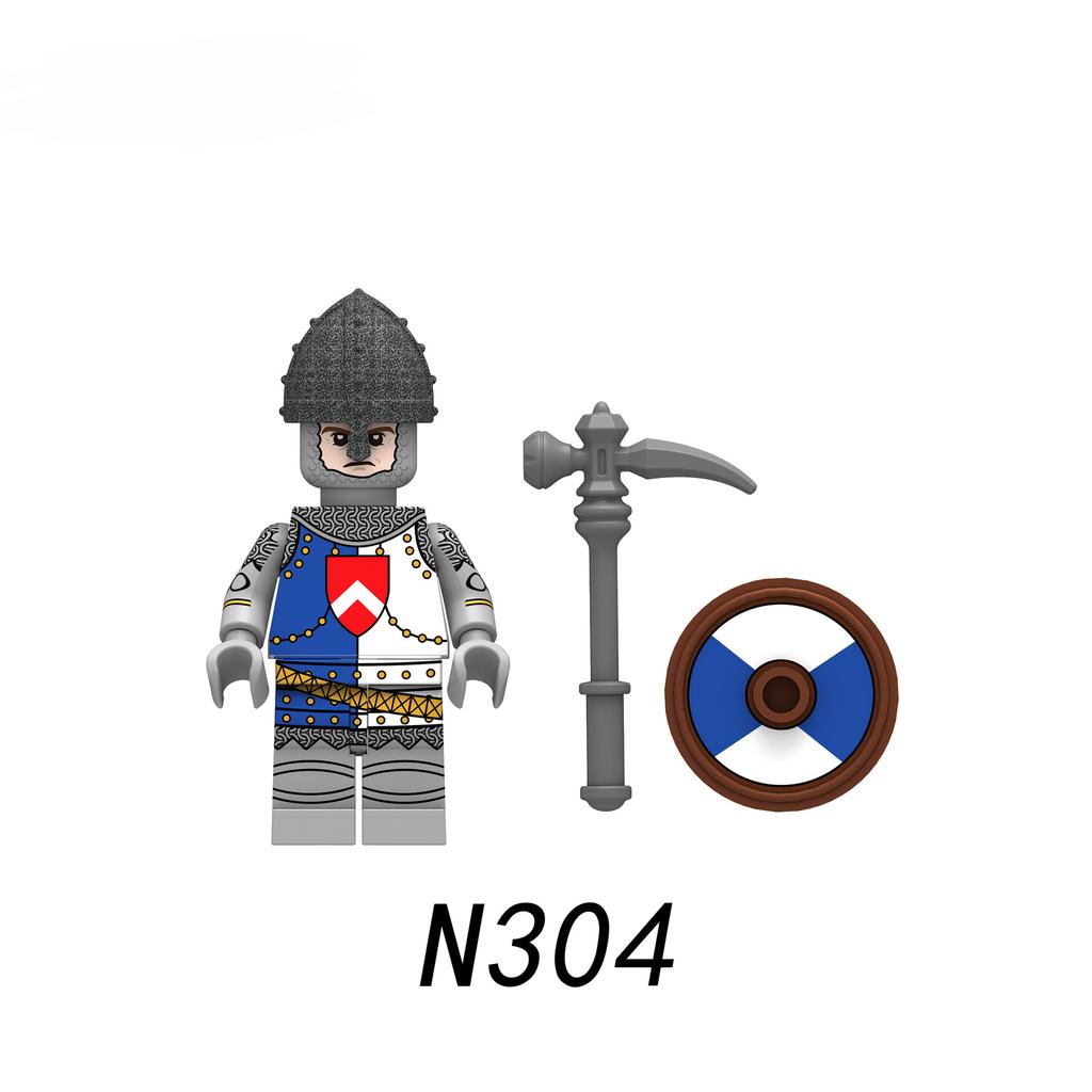 N301-308 Средневековая война, шотландский великий фехтовальщик, солдат, строительные блоки, игрушки